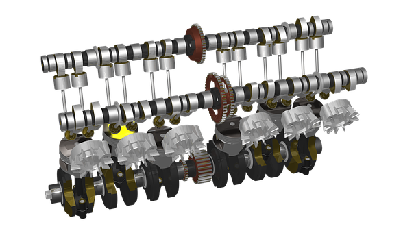 Motorcycle Engine Camshaftand Pistons PNG with transparent background
