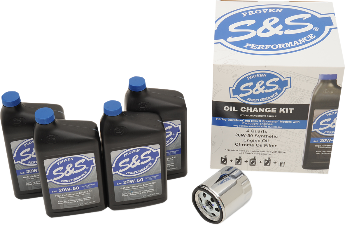 S&s 20w50 Synthetic Engine Oil Change Kit 84-17 Harley - S&s Cycle, HD Png Download PNG with transparent background