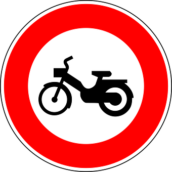 Motorcycle Prohibited Sign PNG with transparent background