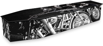 Black Chrome Motorcycle Coffin - Motorcycle Coffin PNG with transparent background