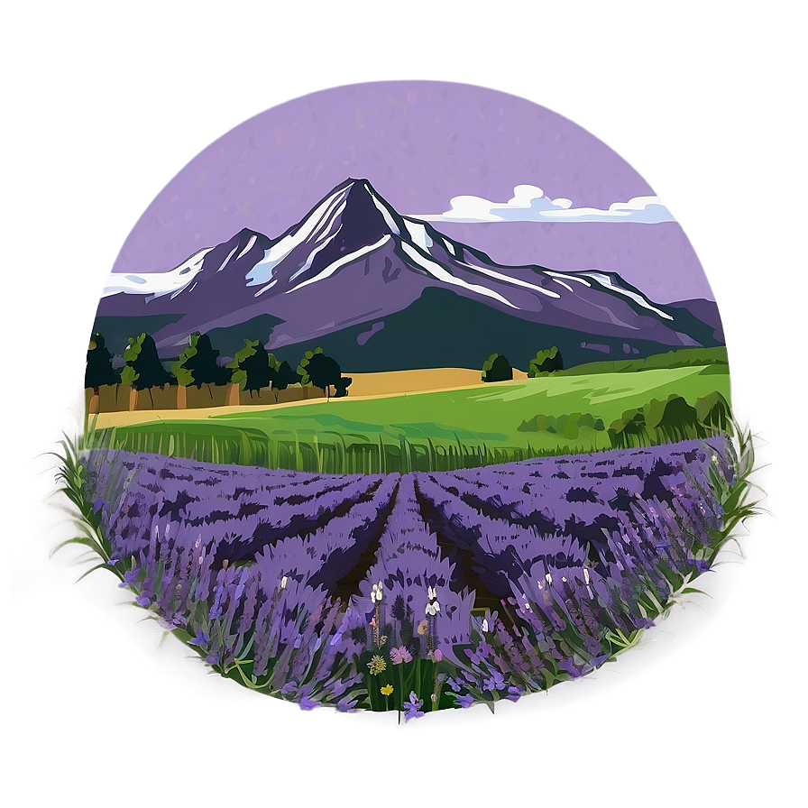 Mountain And Lavender Field Png 05032024