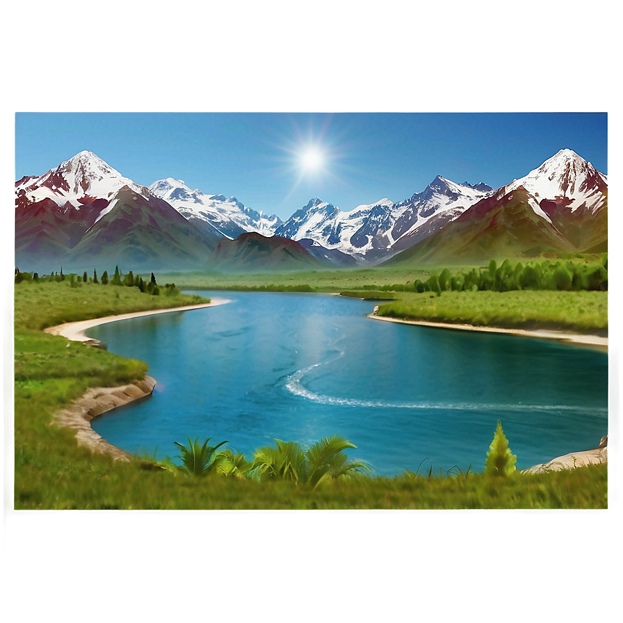 Mountain And River Scene Png Vgx