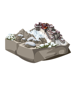 Mountain Castle Illustration PNG with transparent background