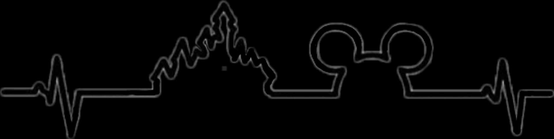 Mountain Heartbeat Mickey Outline PNG with transparent background