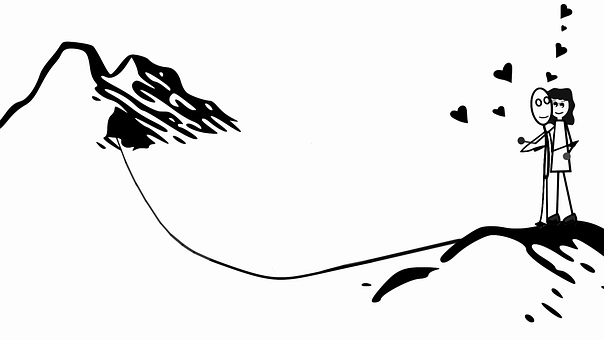 Mountain Love Sketch Couple PNG with transparent background