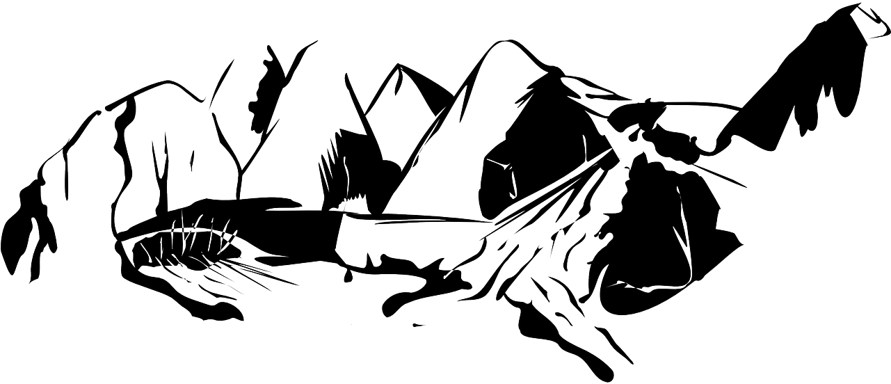 Landscape Mountain Mountains - Clip Art Black And White Mountain PNG with transparent background