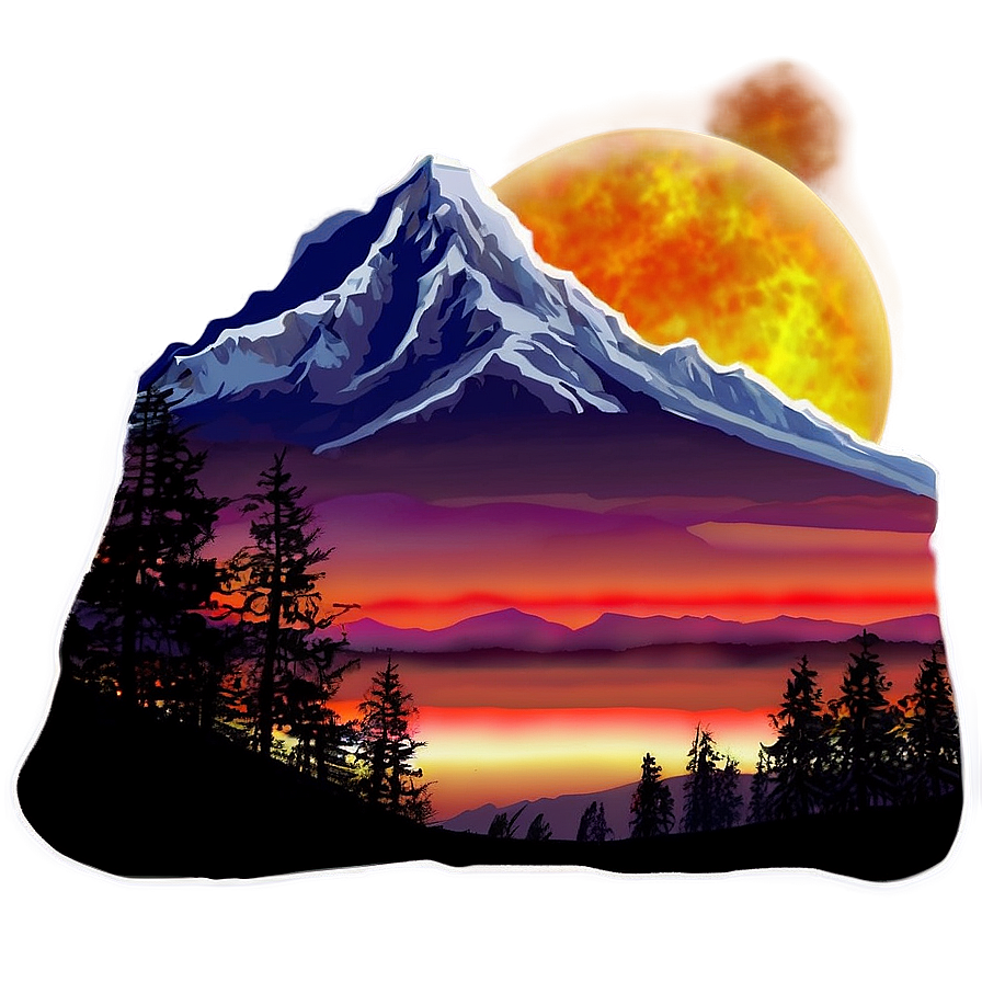 Mountain Sunset Scene PNG 41 PNG with transparent background