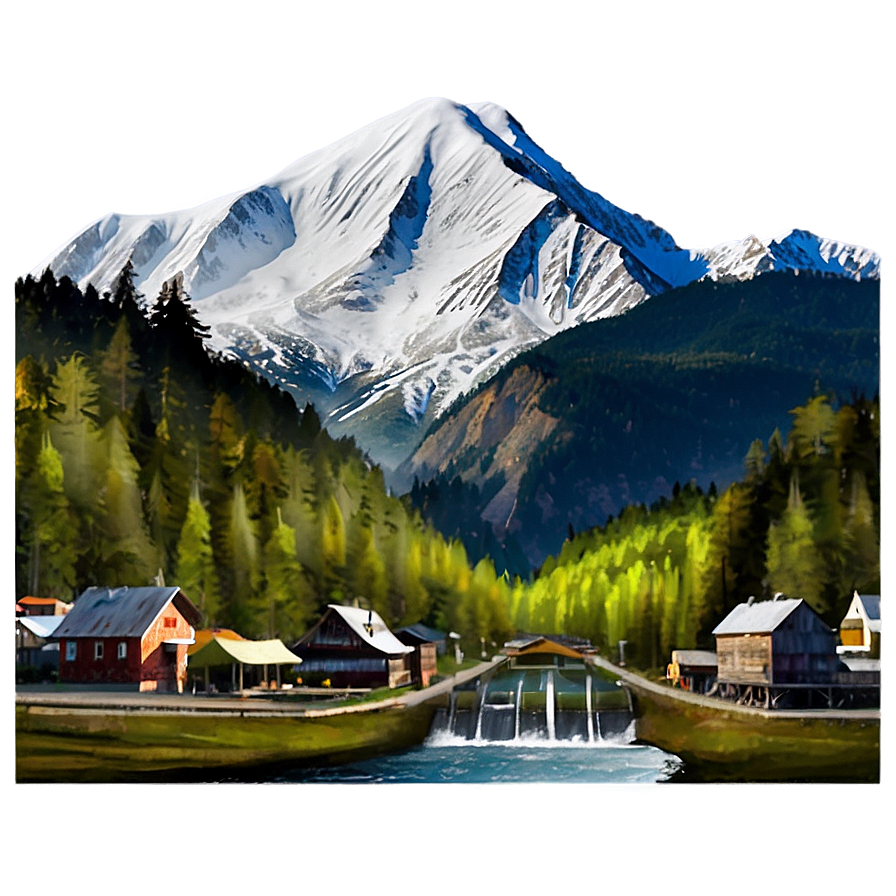 Mountain Town Landscape PNG 90 PNG with transparent background