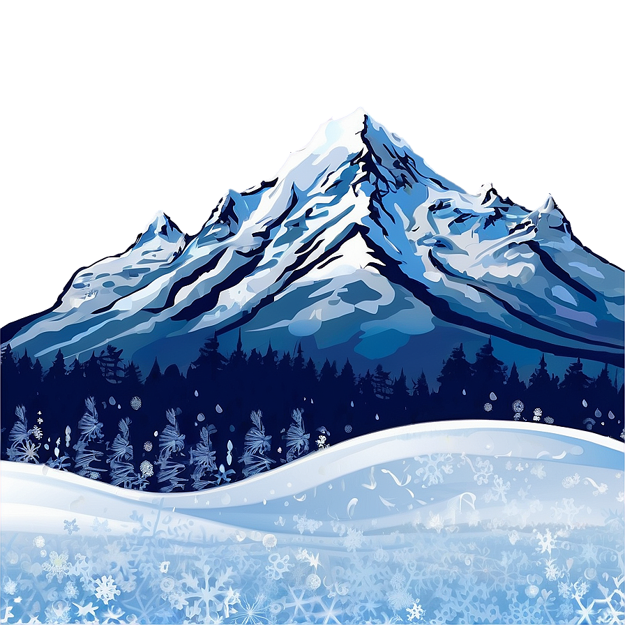 Mountain With Snowflakes Png 05032024