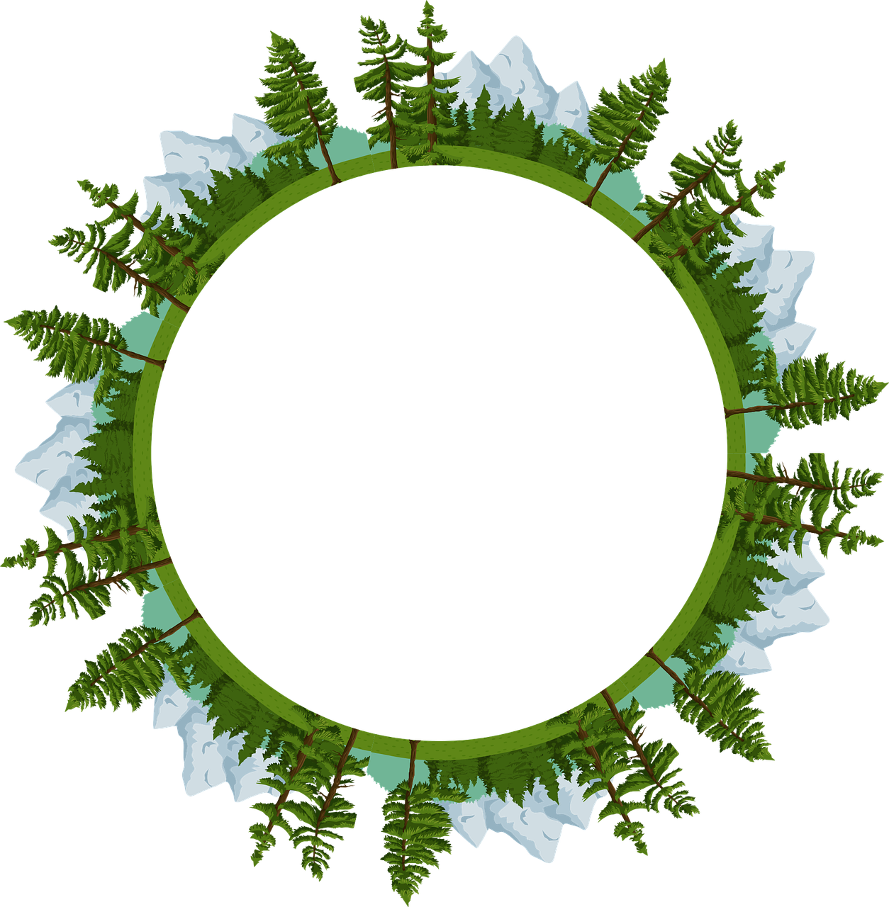 Mountainous_ Forest_ Frame PNG with transparent background