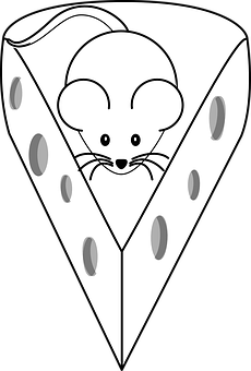 Mouse Cheese Cartoon Illustration PNG with transparent background