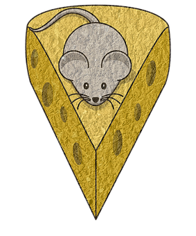 Mousein Cheese Wedge Illustration PNG with transparent background