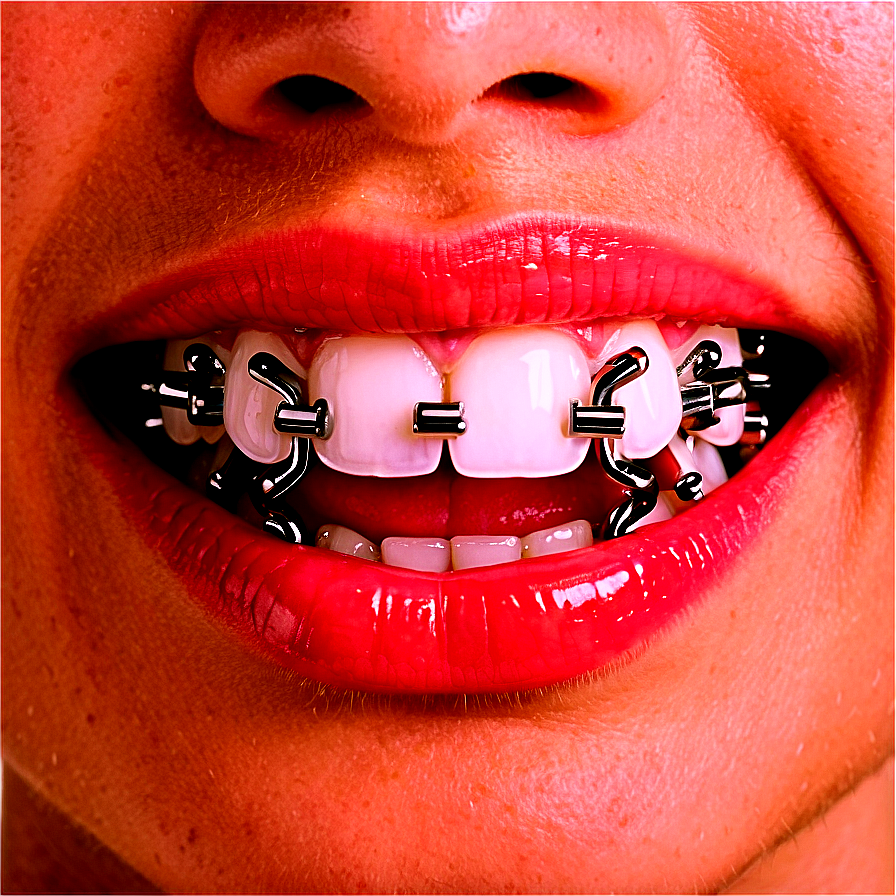 Mouth with Braces PNG 05242024 PNG image with a transparent background, free high-resolution download