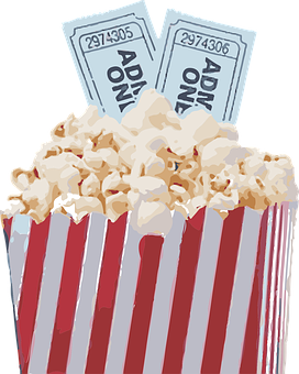 Movie Night Popcornand Tickets PNG with transparent background