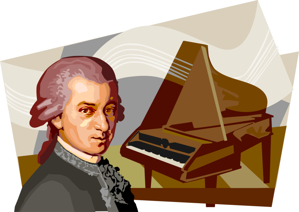 Mozartand Piano Illustration