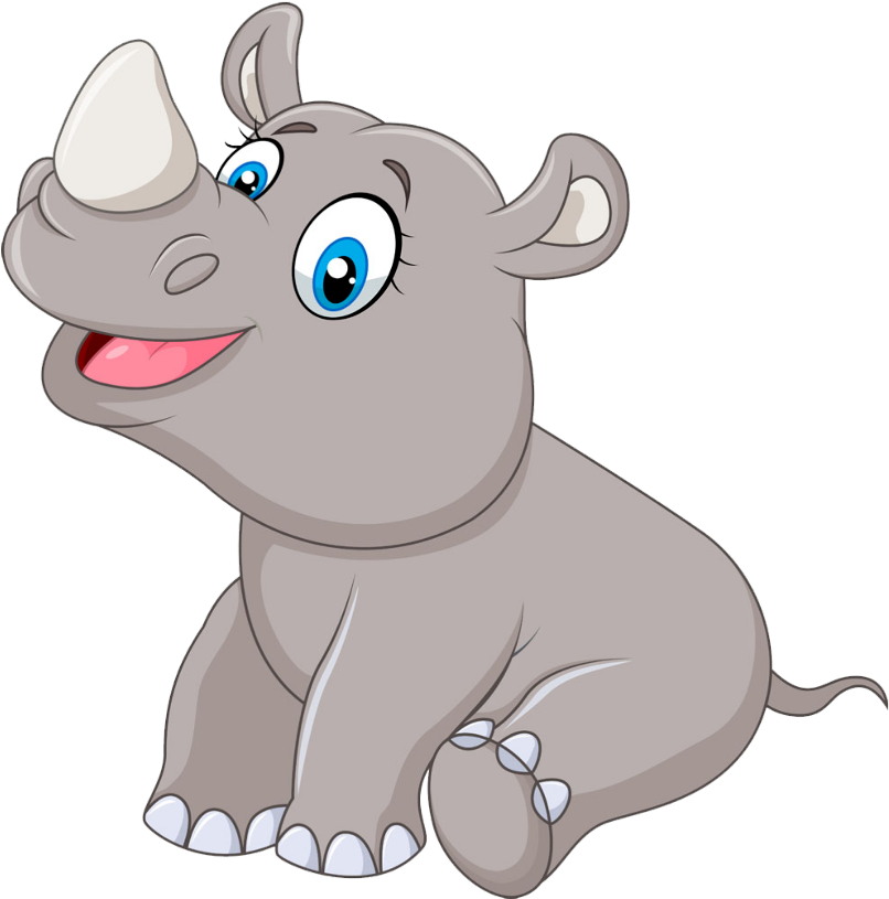 #mq #grey #baby #hippopotamus - Cartoon Rhino, HD Png Download PNG with transparent background