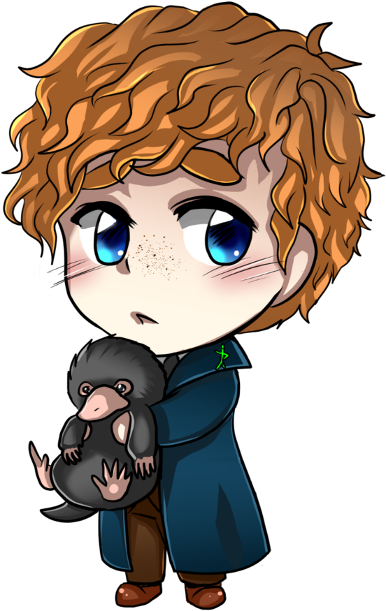 #mq #harrypotter #chibi #boy #anime - Cute Chibi Newt Scamander, HD Png Download PNG with transparent background