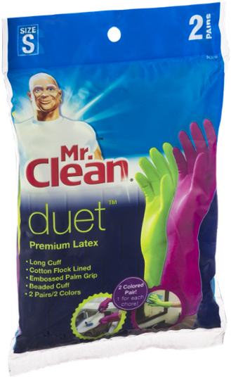 Mr Clean Duet Premium Latex Gloves Package