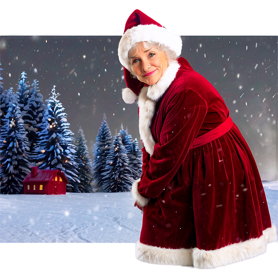 Mrs Claus In Snow Scene Png 72