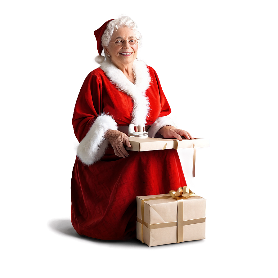 Mrs Claus Preparing Gifts Png Mab14