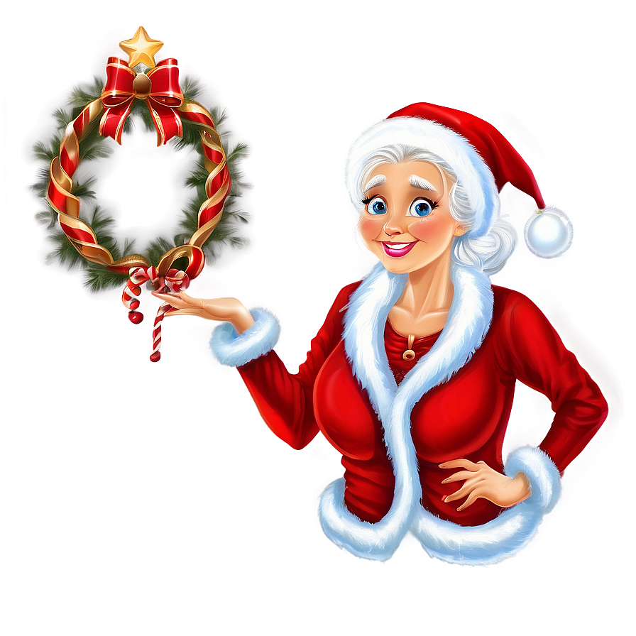 Mrs Claus With Christmas Carol Book Png 06292024