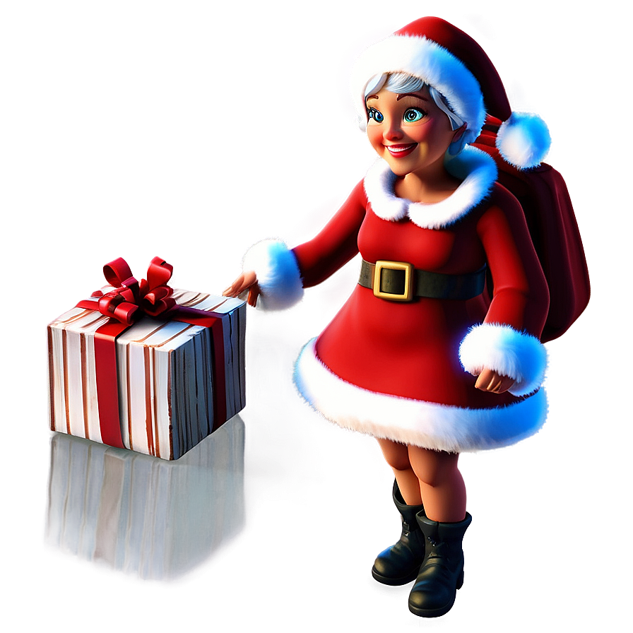 Mrs Claus With Gift Bag Png Pds47