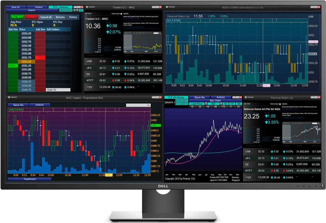 Multi Screen Stock Trading Setup PNG with transparent background