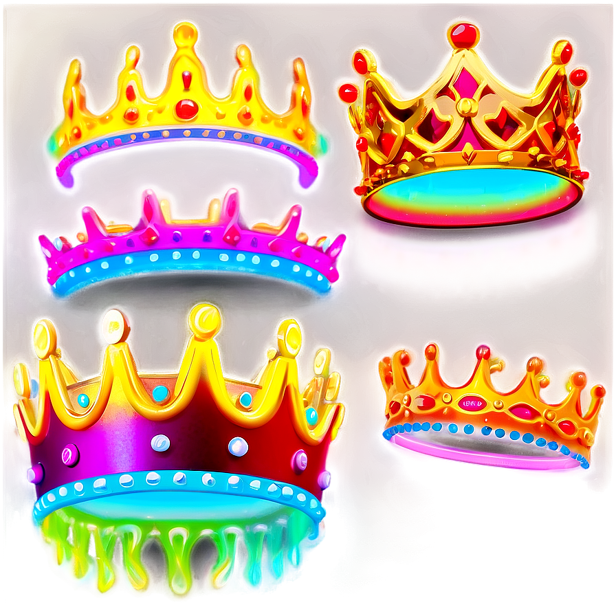 Multicolor Neon Crown Png Xbe