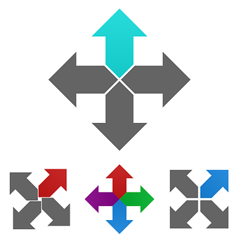 Multidirectional Arrows Graphic PNG with transparent background