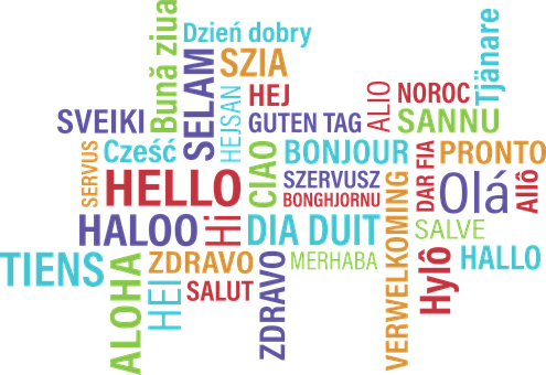 Multilingual_ Greetings_ Word_ Cloud PNG with transparent background