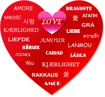 Multilingual Love Heart Graphic PNG with transparent background