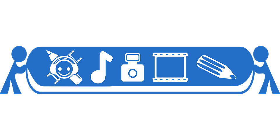Multimedia Content Icons Banner PNG with transparent background