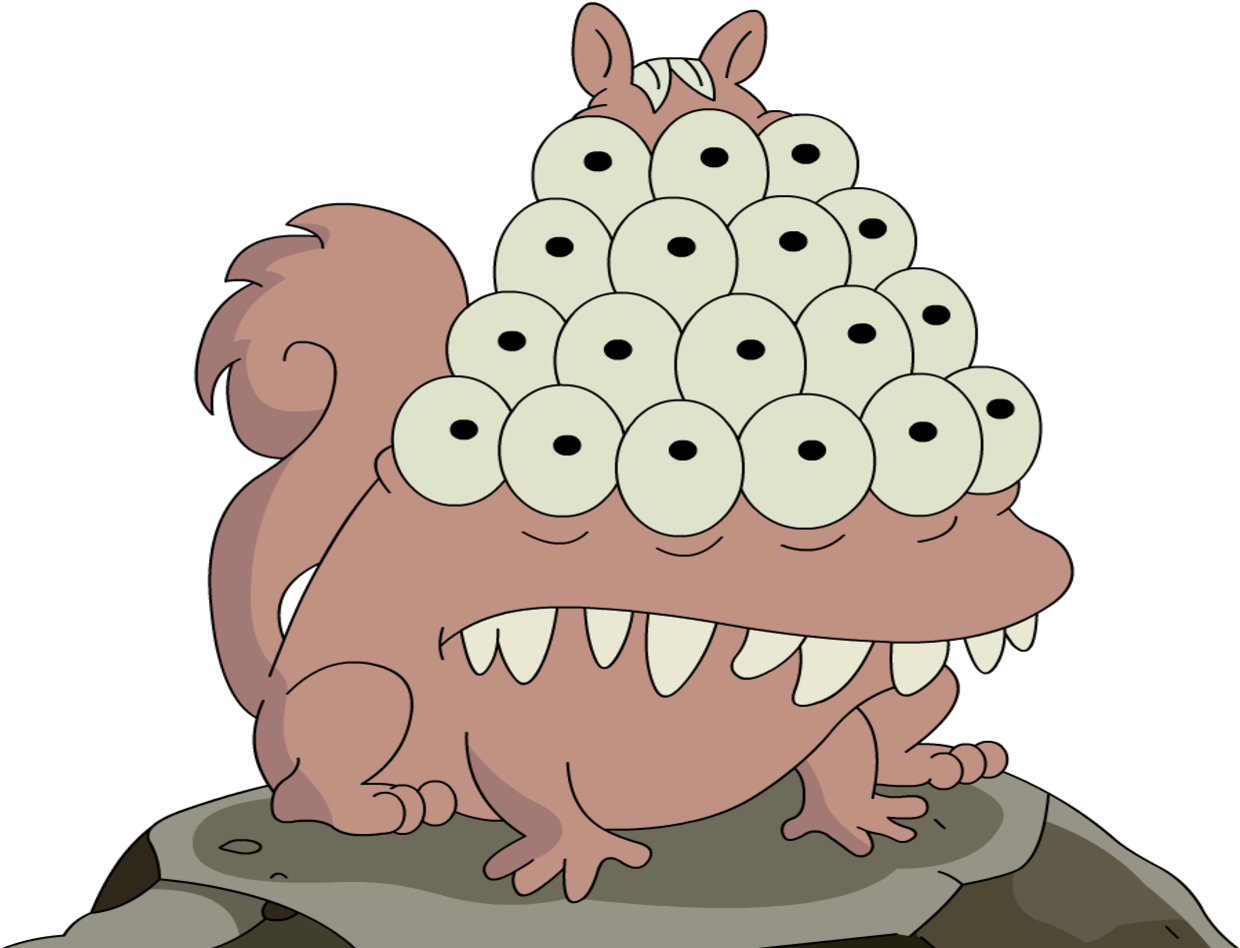 Multiple Eyed Creature Cartoon PNG with transparent background