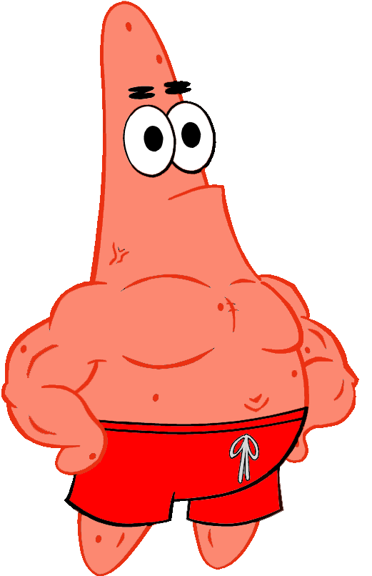 Muscled Patrick Star Cartoon PNG with transparent background