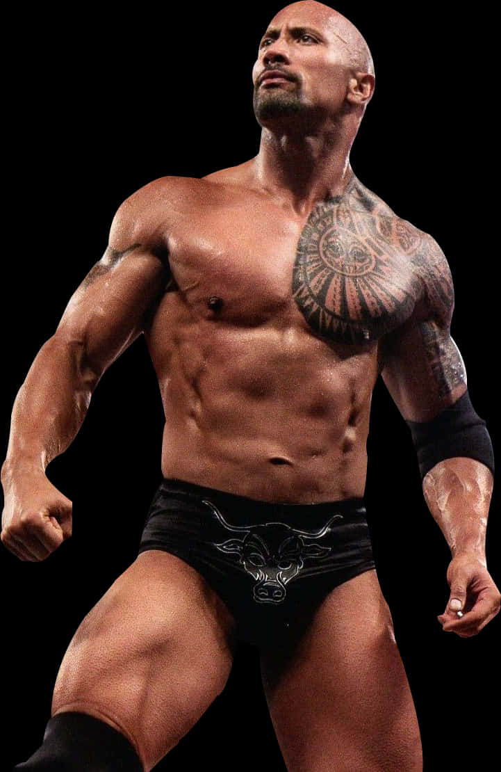 Muscled_ Performer_ With_ Tattoo PNG with transparent background