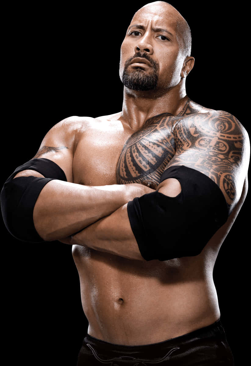 Muscled_ Tattooed_ Entertainer_ Portrait PNG with transparent background