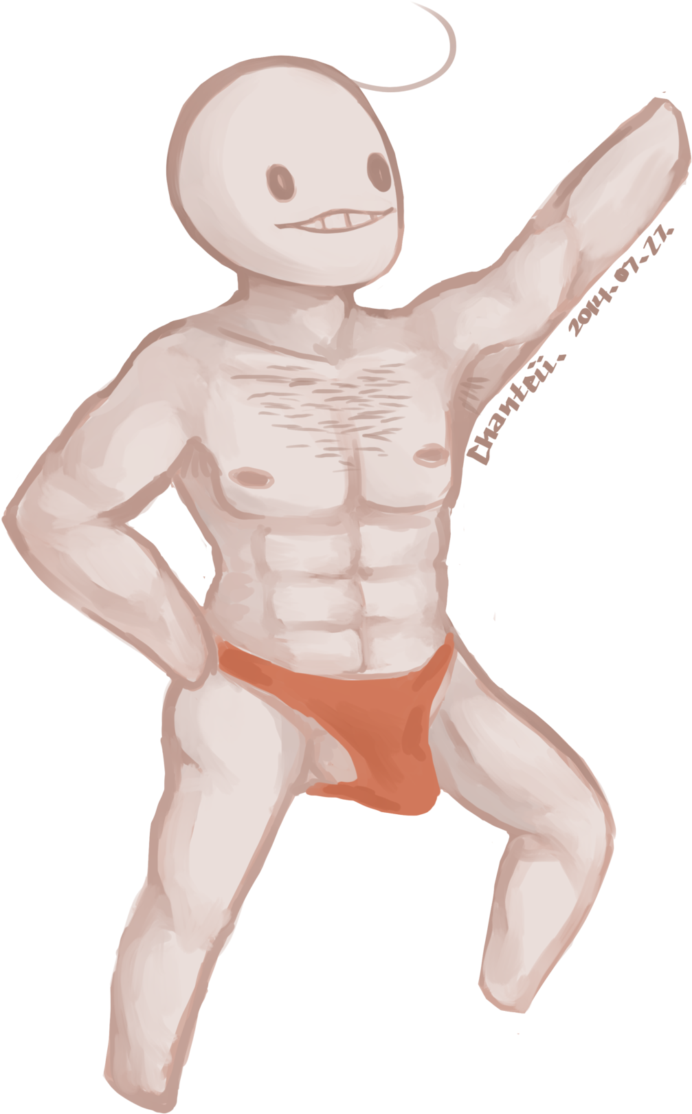 Muscular Cartoon Figure Posing