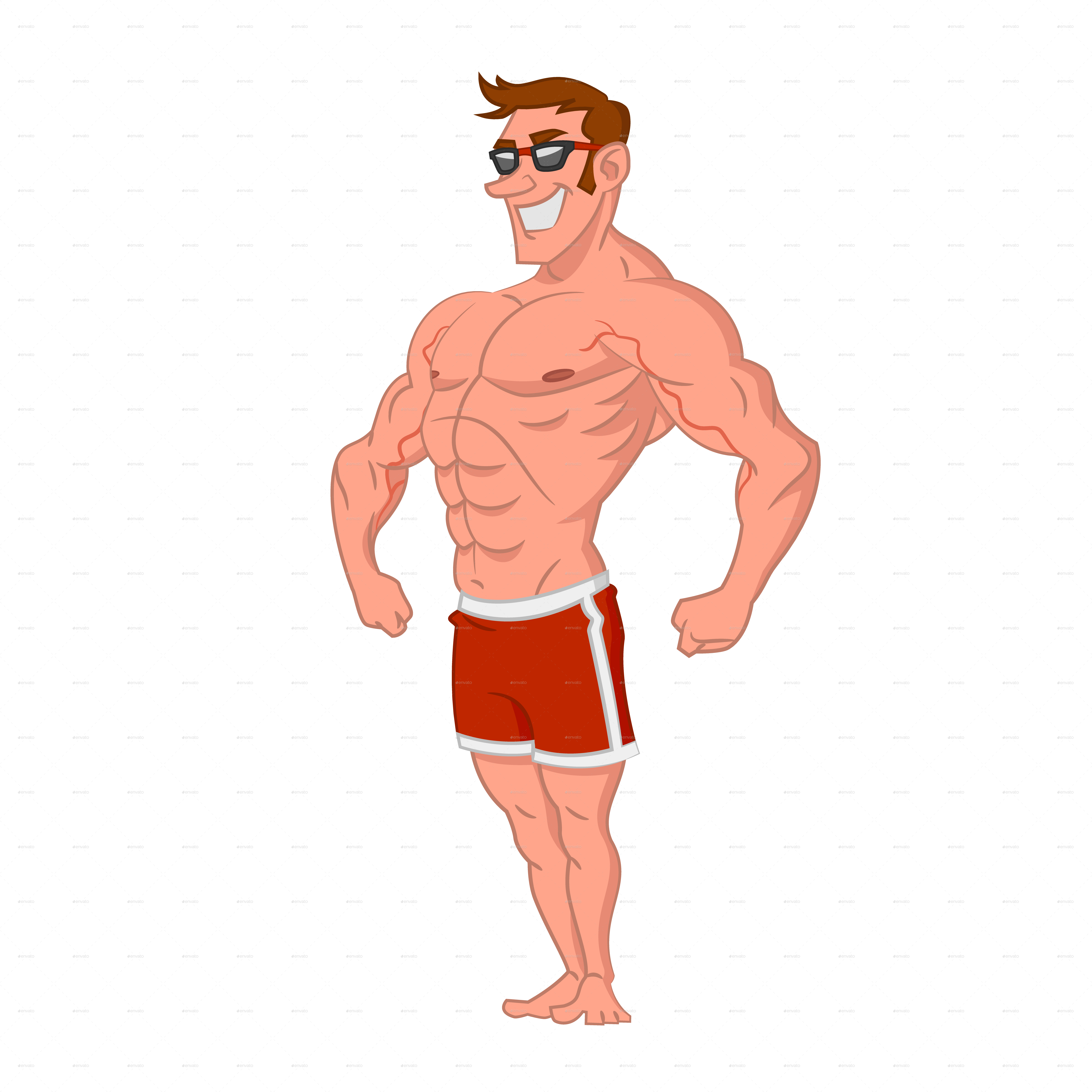 Body Builder Cartoon Png, Transparent Png PNG with transparent background