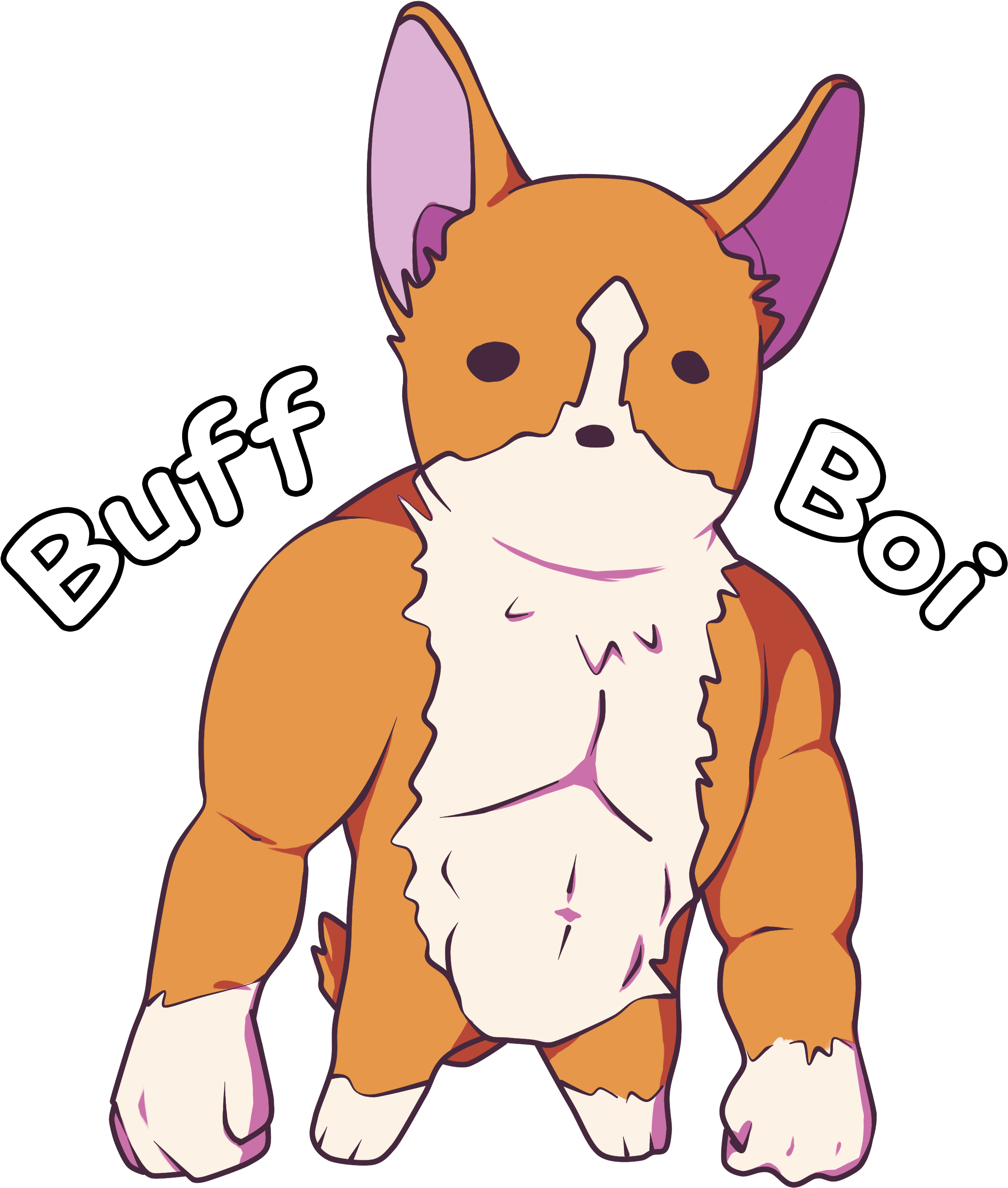 Muscular Corgi Cartoon Illustration