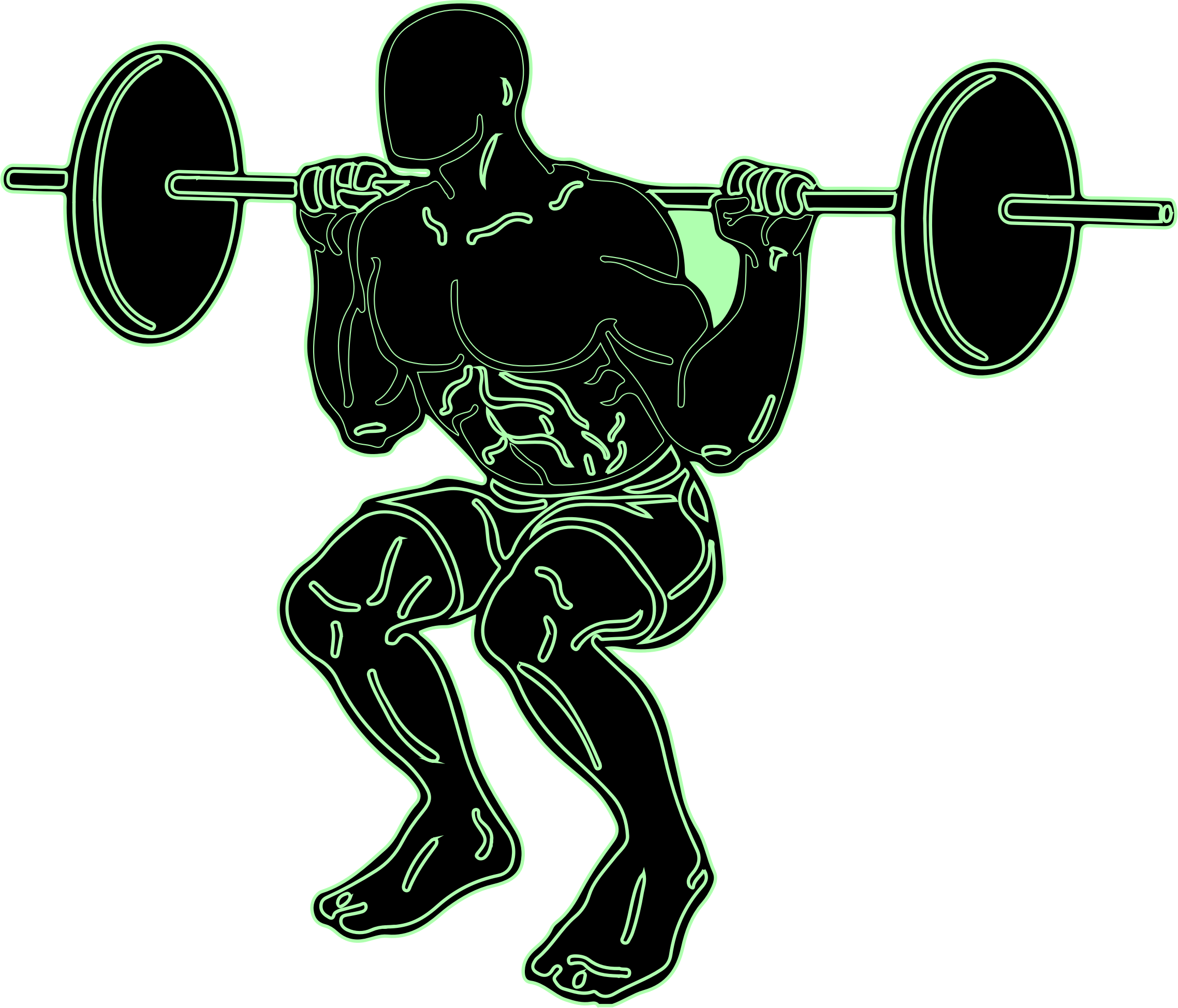 Muscular Figure Performing Barbell Squat PNG with transparent background