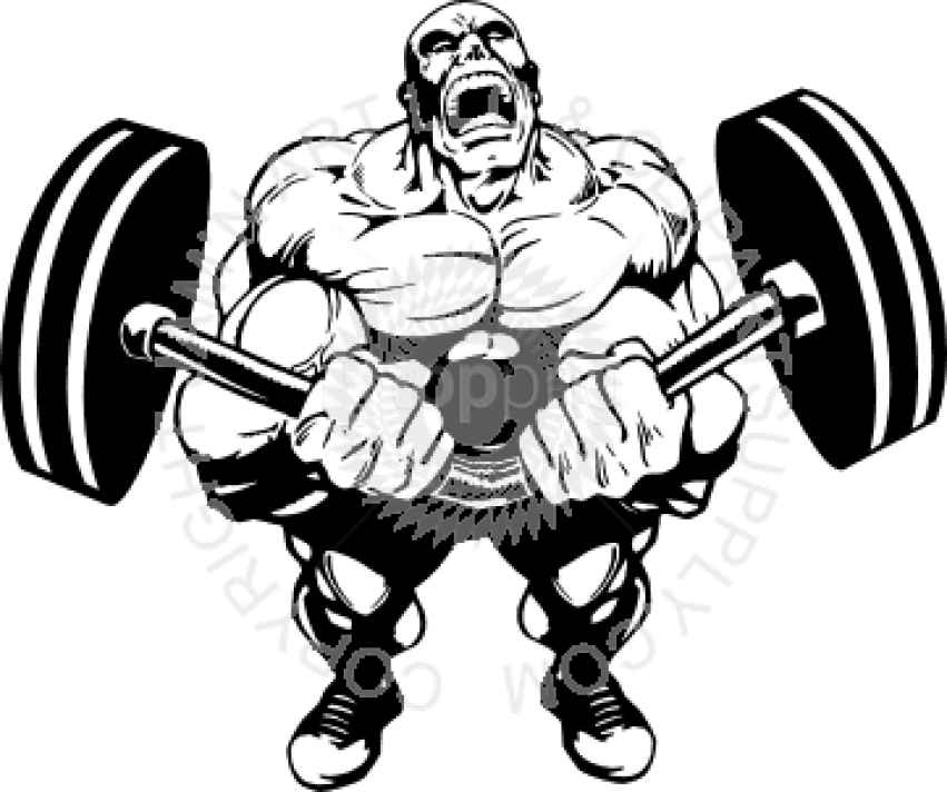 Muscular Man Lifting Barbell PNG with transparent background