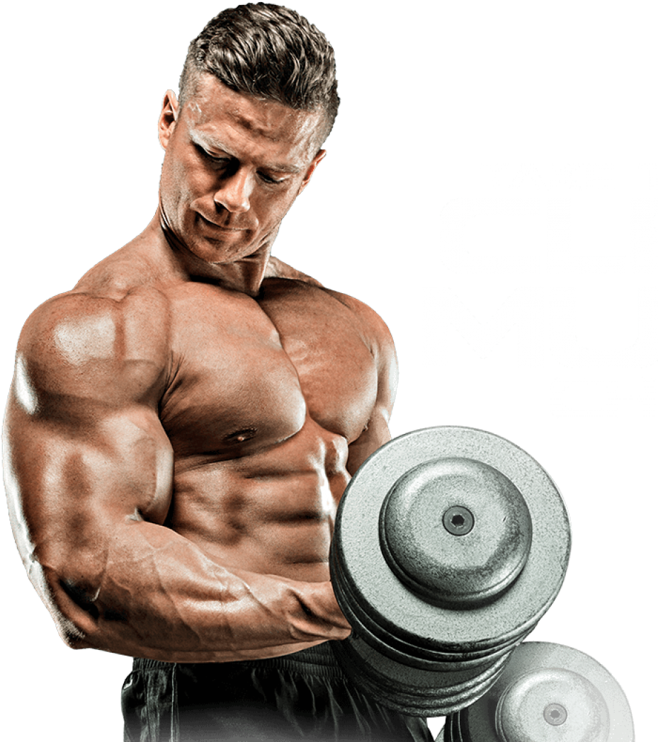 Muscular Man Lifting Dumbbells