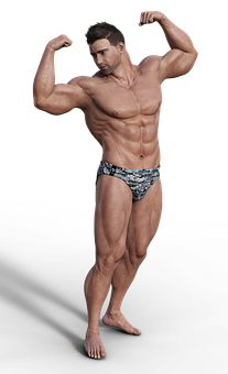 Muscular Man Posing Flexing Biceps