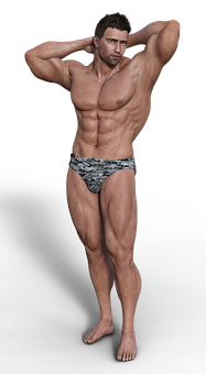 Muscular Man Posingin Swimwear