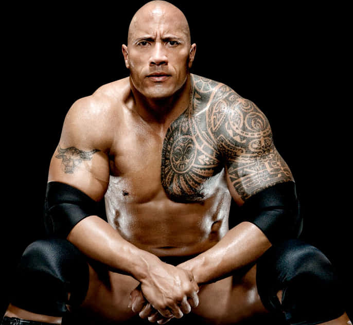 Muscular Manwith Tattoos PNG with transparent background
