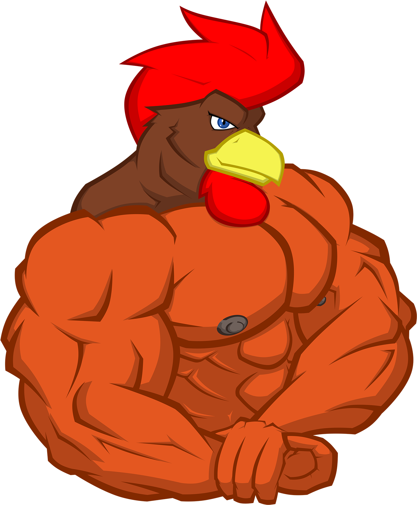 Muscular Rooster Cartoon