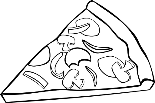 Mushroom Pizza Slice Outline PNG with transparent background