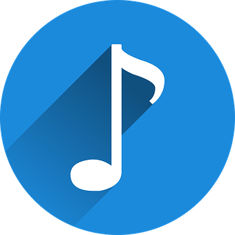 Music Note Icon Blue Background PNG with transparent background