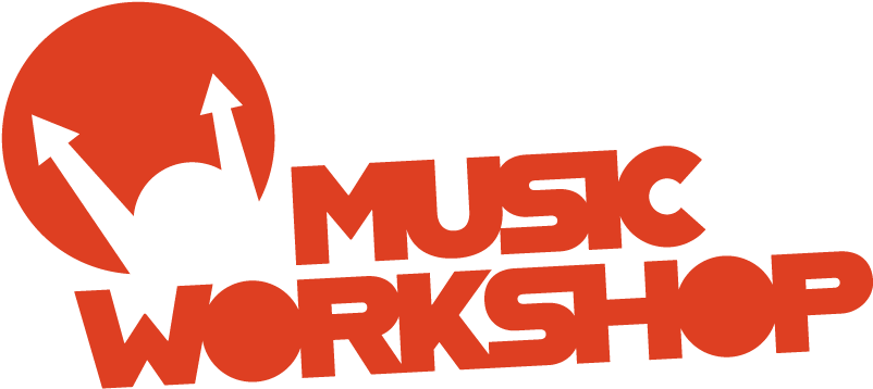 Music Workshop Logo_ Red Background PNG with transparent background