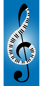 Musical Clef Piano Keyboard Fusion PNG with transparent background